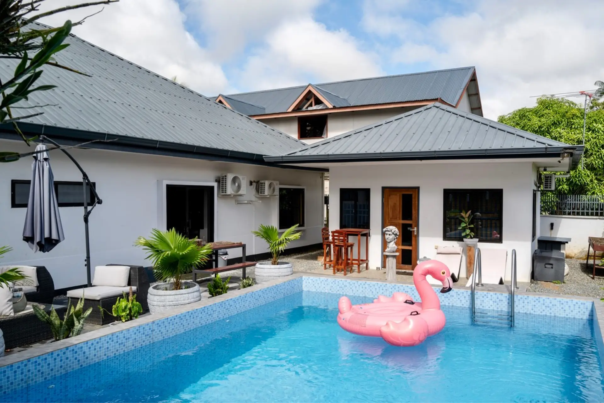 Tiny house accommodation with pool view in Paramaribo, Suriname